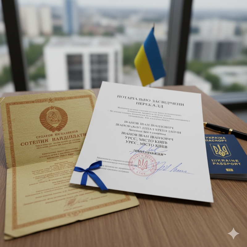 Нотаріально засвідчений переклад радянського свідоцтва про народження в Україні
