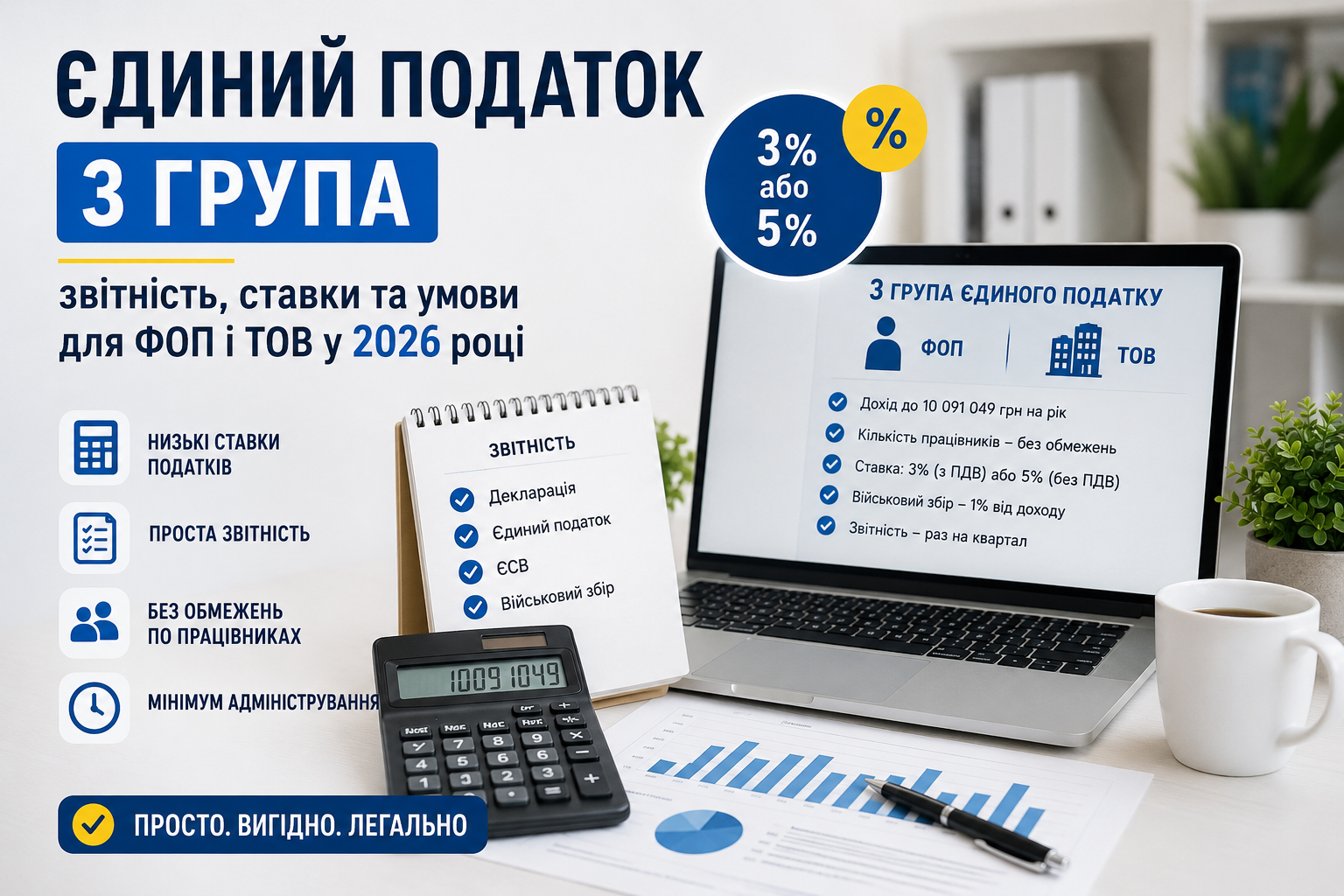 ТОВ єдиний податок 3 група: звітність, податки, строки подання